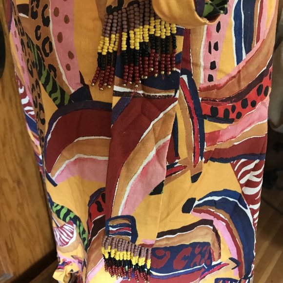 Farm Rio Banana Midi Wrap Skirt Yellow size L - Picture 6 of 11